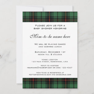 Convite Vintage Tartan, Chá de fraldas Moderno Davidson