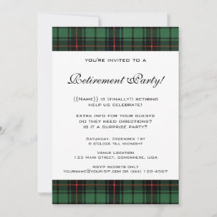 Convite Vintage Tartan, Davidson Modern Retirement Party