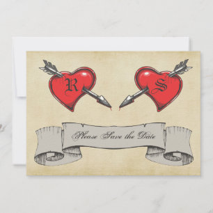 Convite Vintage Tattoo Themed Weding Date