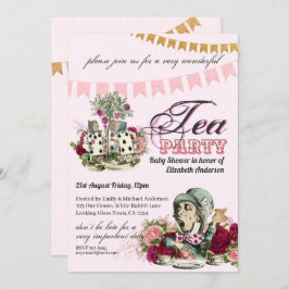 Convite Vintage Tea Party - CHÁ DE FRALDAS Alice No País D