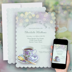 Convite Vintage Tea Party - Chá de panela Verde