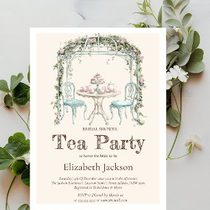 Convite Vintage Tea Party Flowers Bridal Luncheon