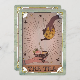 Convite Vintage Tea Tarot Witchy Kettle Chá de panela