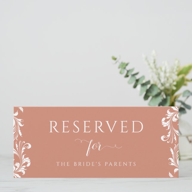 Convite Vintage Terracotta - Sinal Reservado Elegante (Em pé/Frente)