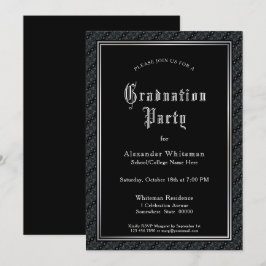Convite Vintage Text Black Festa de formatura