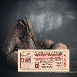 Convite Vintage Ticket Boxings Luvas Bar Mitzvah Vermelho<br><div class="desc">Um bilhete de inspiração antiga para um bar ou morcego mitzvah agora com luvas de boxe. Rsvp - informações de contato sobre o stub e a parte traseira removíveis, bem como sobre a legibilidade. A maioria do texto é personalizável, você pode alterar a cor e a cor do backer. Clique...</div>