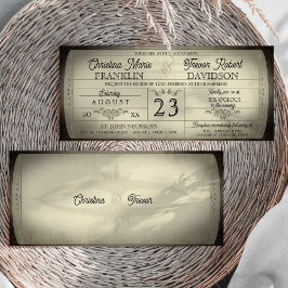 Convite Vintage Ticket Style Wedding Invitation