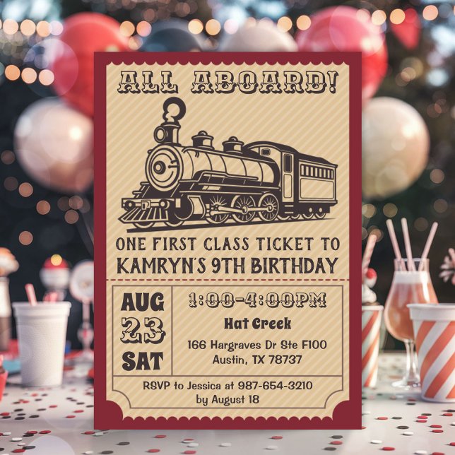Convite Vintage Train Festa de aniversário (Vintage Train Birthday Invitation)