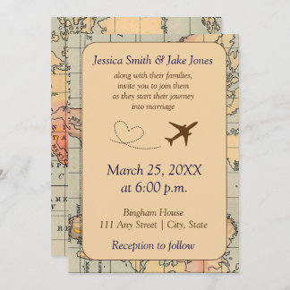 Convite Vintage, Travel Themed Wedding Invite