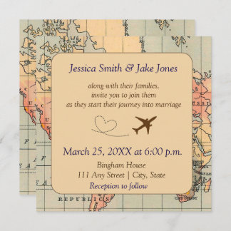 Convite Vintage, Travel Themed Wedding Invite