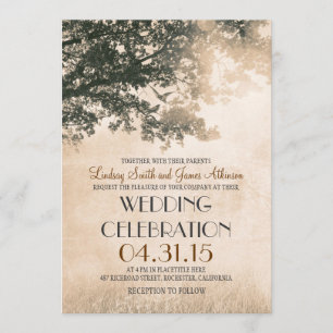 Convite Vintage Tree and Love Birds Rustic Country Wedding