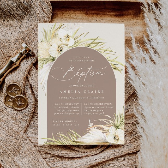 Convite Vintage Tropics Cerimônia e Partido do Batismo (Criador carregado)