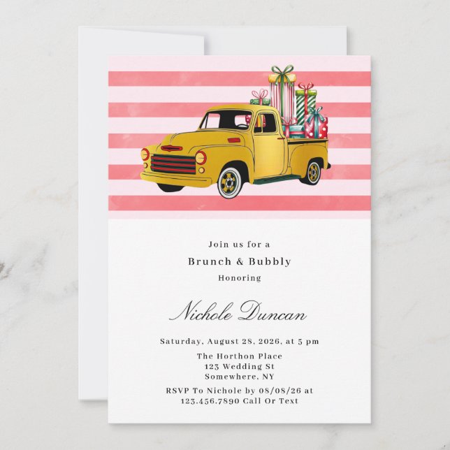 Convite Vintage Truck Brunch e Bubble (Frente)