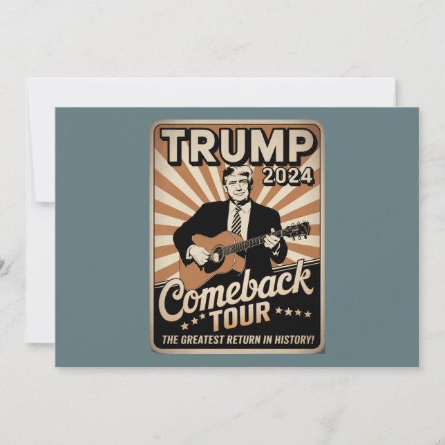 Convite Vintage TRUMP 2024 Rocks COMEBACK TOUR (Frente)