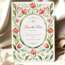 Vintage Tulips Save the Date Card