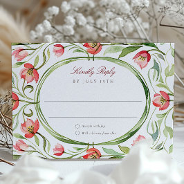 Convite Vintage Tulips Wedding RSVP Card