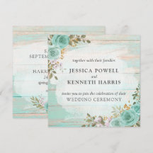 Vintage Turquoise Rustic Wood Floral Rosas Casamen