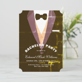 Convite Vintage Tuxedo Bachelor Party