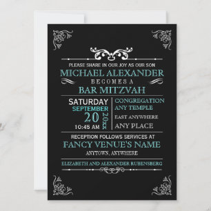 Convite Vintage Typography Poster Bar-Bat Mitzvah