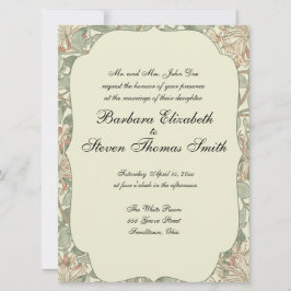 Convite Vintage Verde Suave William Morris Honeysuckle