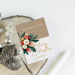 Convite Vintage Vibe Winter Wonderland Christmas Card 2<br><div class="desc">Esta design de cartão está cheia de cor e alegria de uma maravilhosa vibe da vintage do inverno: Flores brancas de Natal com buquê de feriado de frutas vermelhas. Escrita elegante e tipografia serif.</div>