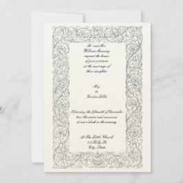 Convite Vintage Victorian Era 1873 Simple Floral Frame