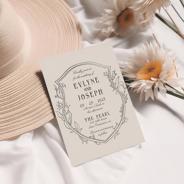 Convite Vintage Victorian Floral Ornament Barroco Casament (Criador carregado)