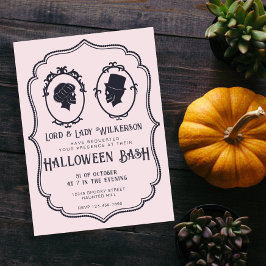 Convite Vintage Victorian Frame Skull Halloween Bash