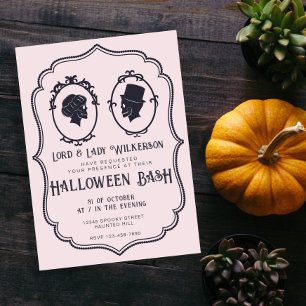 Convite Vintage Victorian Frame Skull Halloween Bash