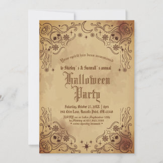 Convite Vintage Victorian Gothic Creepy Halloween Party