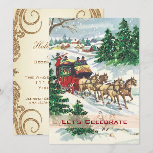 Convite Vintage Victorian Holiday Retro Christmas Party