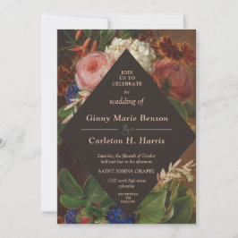 Convite Vintage Victorian Moody Fine Art Floral