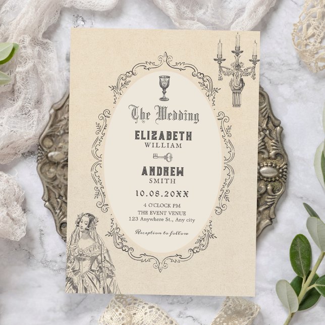 Convite Vintage victorian wedding (Criador carregado)