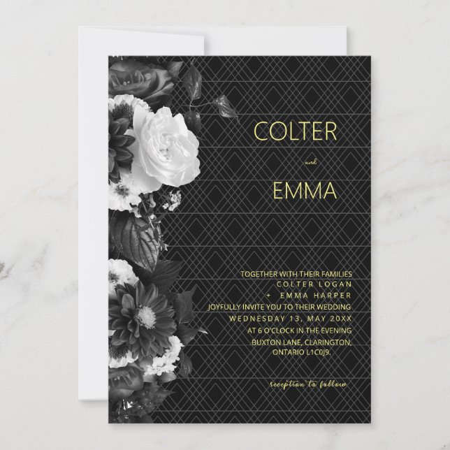 Convite Vintage Vintage Romântica Casamento Floral Antiqua (Frente)