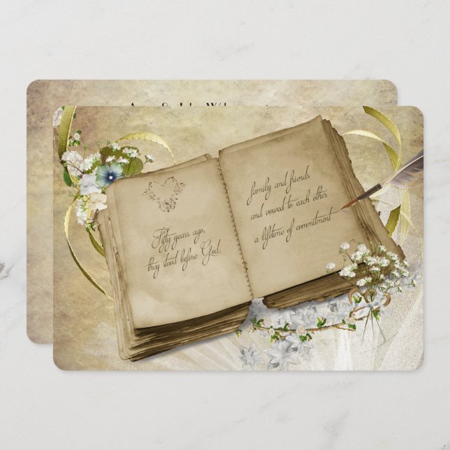 Convite Vintage Vintage Vow Renewal (Frente/Verso)