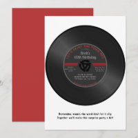 Vintage Vinyl 45 Record Surprise Birthday Invitati