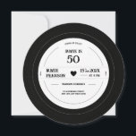 Convite Vintage Vinyl Record Milestone Aniversário<br><div class="desc">Adicione um toque de nostalgia à sua comemoração de aniversário com o nosso convite de aniversário personalizado para gravação de vinil. O design retrovisor deste convite certamente impressionará os seus convidados e dará o tom a uma festa divertida e temerária. O convite tem a forma de um registro de vinil...</div>