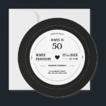 Convite Vintage Vinyl Record Milestone Aniversário<br><div class="desc">Adicione um toque de nostalgia à sua comemoração de aniversário com o nosso convite de aniversário personalizado para gravação de vinil. O design retrovisor deste convite certamente impressionará os seus convidados e dará o tom a uma festa divertida e temerária. O convite tem a forma de um registro de vinil...</div>