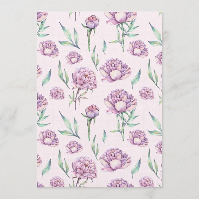 Convite Vintage Violet Peony Flowers Seamless Pattern (Frente)