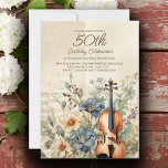 Convite Vintage Violin Dusty Blue Flowers 50º aniversário<br><div class="desc">Elegante, vintage 50º convite de aniversário para mulheres desenhadas com um violino sentado entre flores poeirentas de cor azul e creme e verde. Personalize acrescentando o nome da convidada de honra, sua idade e suas informações de partido. Entre em contato conosco para obter ajuda com a personalização ou para solicitar...</div>