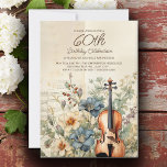 Convite Vintage Violin Dusty Blue Flowers 60º Aniversário<br><div class="desc">Elegante, vintage 60º convite de aniversário para mulheres desenhadas com um violino sentado entre flores poeirentas de cor azul e creme e verde. Personalize acrescentando o nome da convidada de honra, sua idade e suas informações de partido. Entre em contato conosco para obter ajuda com a personalização ou para solicitar...</div>