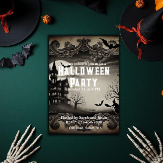 Convite Vintage, vitoriano assombrado, partido Halloween