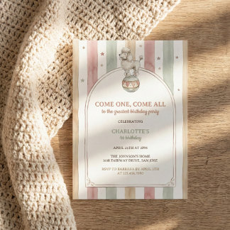 Convite Vintage Watercolor Circus Poodle Carnival Birthday