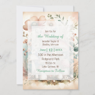 Convite Vintage Watercolor Cottage Core Wedding
