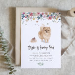Convite Vintage Watercolor Festa de aniversário Pomerânia<br><div class="desc">Woof! Convide a família e os amigos com este convite de aniversário de cão personalizável. Apresenta uma granja floral de aquarela, um Pomeraniano bonito e um padrão floral correspondente para o verso do convite. Este convite para cães da Pomerânia é perfeito para festas de aniversário de crianças e festas de...</div>
