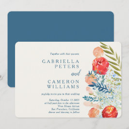 Convite Vintage Watercolor Florals Boho Garden Wedding