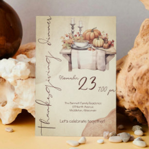 Convite Vintage Watercolor Pumpkin Spice Boho Ação de Graç