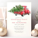 Convite Vintage Watercolor Red Truck Festa de Natal<br><div class="desc">Convide seus convidados para uma celebração nostálgica de feriado com este charmoso convite de festas de Natal com uma ilustração aquosa de um carregando vermelho vintage de uma árvore de Natal. A design retro evoca tradições clássicas de feriado, criando uma atmosfera quente e convidativa para sua reunião. Personalize com seus...</div>