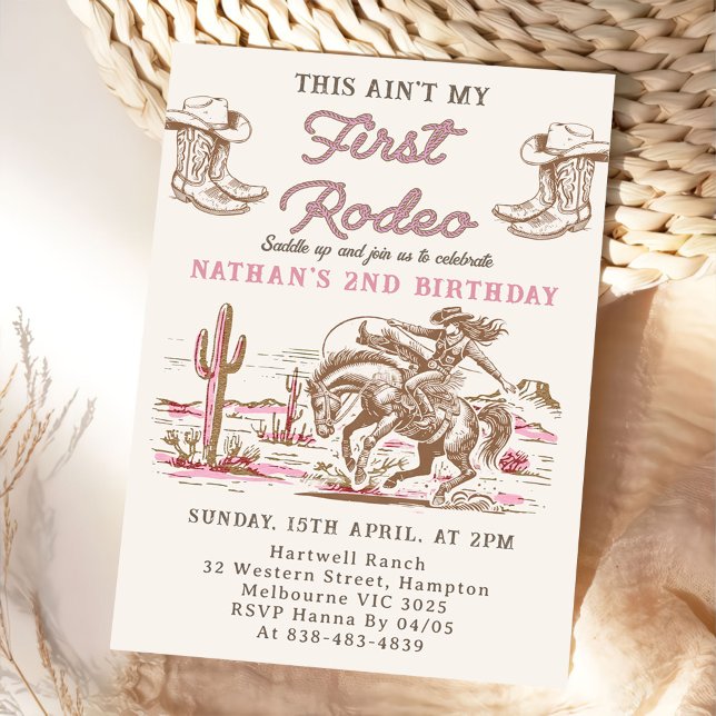Convite Vintage Western Cowboy Birthday Invitation  (Criador carregado)