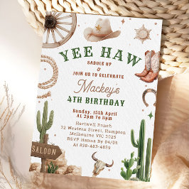 Convite Vintage Western Cowboy Birthday Invitation 